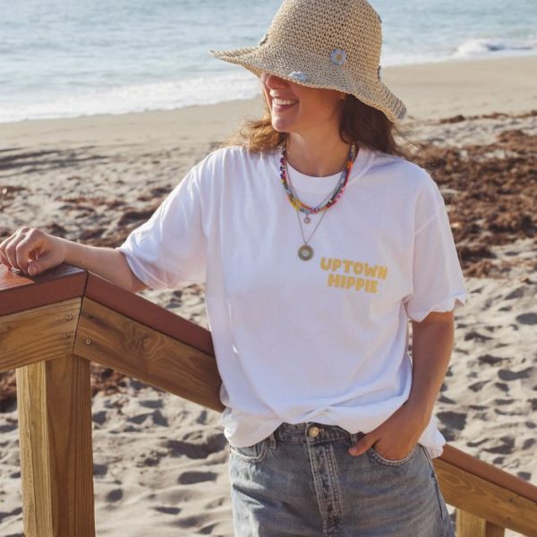 Travel Style with UPIKAS CREATION T Shirt T shirts for everylook - Traveler in unisex oversized Upikas Creation T shirt enjoying scenic view
